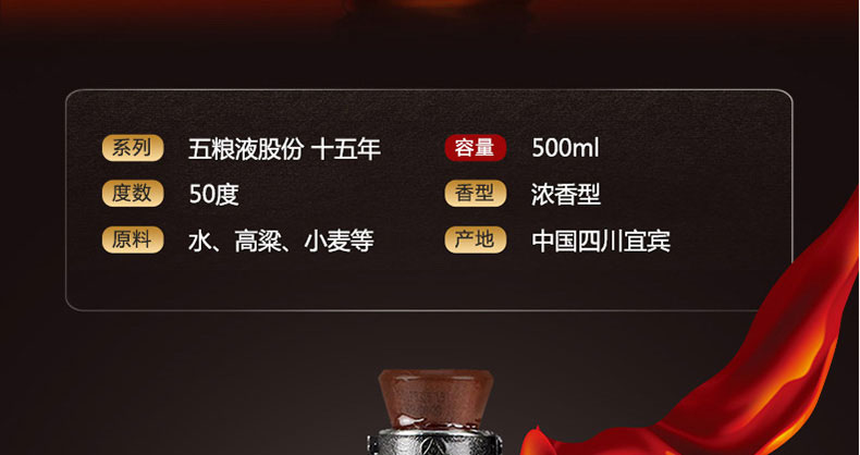 15年/十五年五粮液股份礼盒50°年份酒