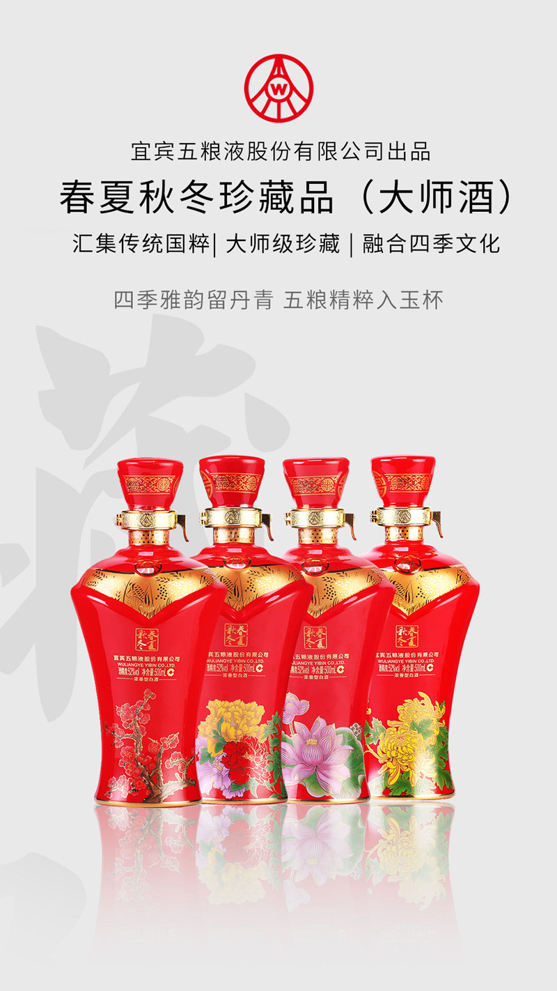 五粮液股份春夏秋冬珍藏品52度500ml整箱4瓶装（送旅游名额）.jpg