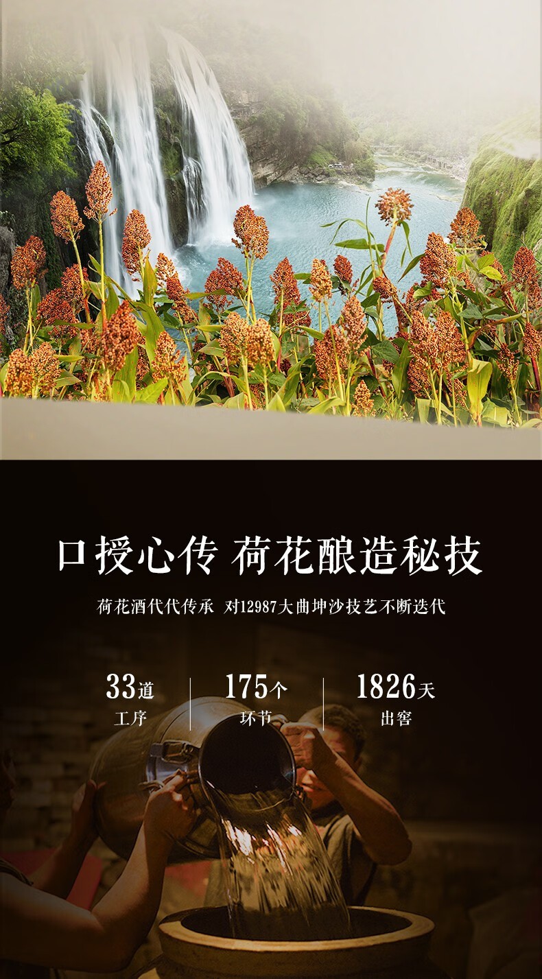 荷花金蕊天荷53度酱香型白酒 53度1.5L大金奖坛装